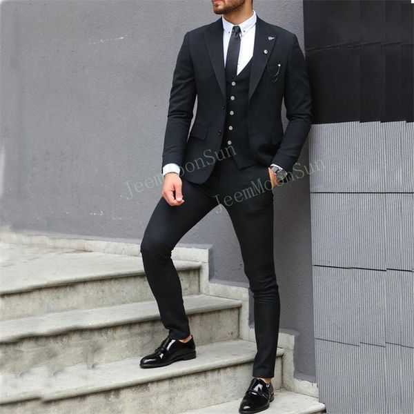 men's suits blazers terno masculino 3 pieces black two button mens suit slim fit tailor made groom wear wedding business tuxedos blazer, White;black
men's suits blazers terno masculino 3 pieces black two button mens suit slim fit tailor made groom wear wedding business tuxedos blazer, White;black