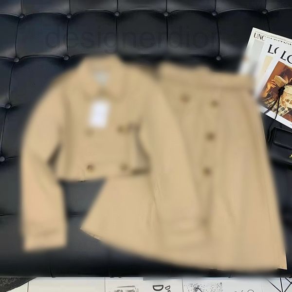 women's tracksuits designer va family two piece short trench coat half skirt double breasted stitching organ crimping design, Gray
women's tracksuits designer va family two piece short trench coat half skirt double breasted stitching organ crimping design, Gray