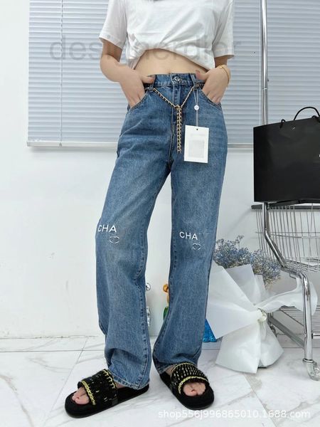 women's jeans designer nanyou women's wear autumn small fragrance family knee letter embroidery chain high waist cowboy wide leg s, Blue
women's jeans designer nanyou women's wear autumn small fragrance family knee letter embroidery chain high waist cowboy wide leg s, Blue