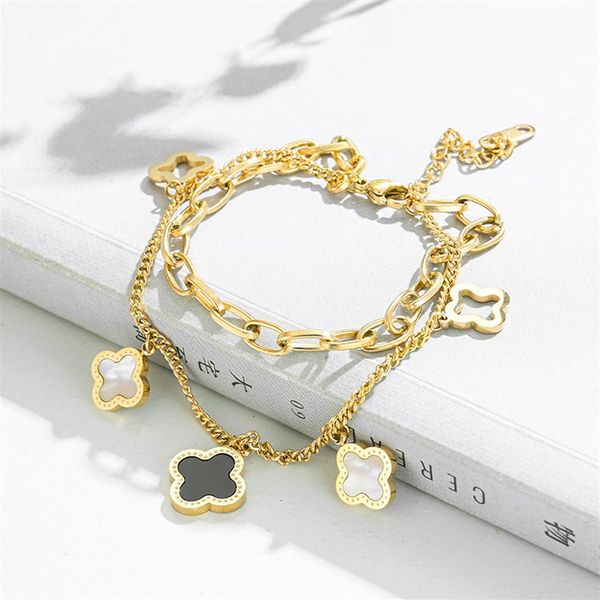 classic design multilayered clover charm bracelet lucky stainless steel four leaf jewelry2041, Golden;silver
classic design multilayered clover charm bracelet lucky stainless steel four leaf jewelry2041, Golden;silver