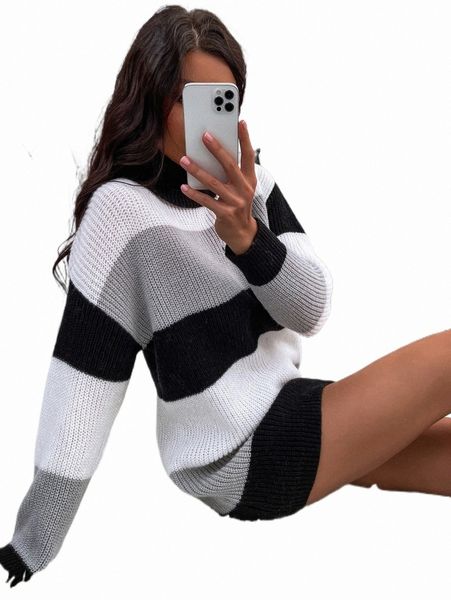 women's sweaters drop shoulder turtle neck sweater dress without belt e8aa#, White;black
women's sweaters drop shoulder turtle neck sweater dress without belt e8aa#, White;black