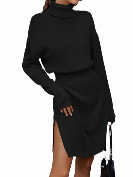 women's sweaters drop shoulder turtle neck slit hem sweater dress b5qb#, White;black
women's sweaters drop shoulder turtle neck slit hem sweater dress b5qb#, White;black