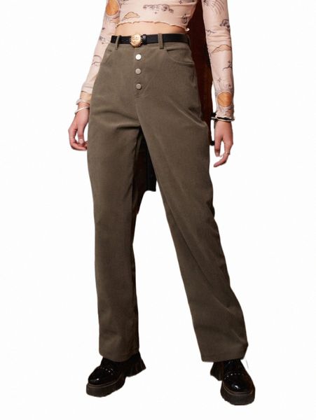 women's pants & capris romwe goth solid button fly corduroy pants without belt 01qv#, Black;white
women's pants & capris romwe goth solid button fly corduroy pants without belt 01qv#, Black;white