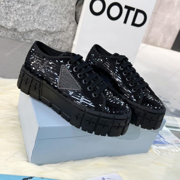 designer double wheel casual shoes women sequin decoration sneakers platform canvas sneaker multicolor lace up shoe womens gold silk shoes, Black
designer double wheel casual shoes women sequin decoration sneakers platform canvas sneaker multicolor lace up shoe womens gold silk shoes, Black