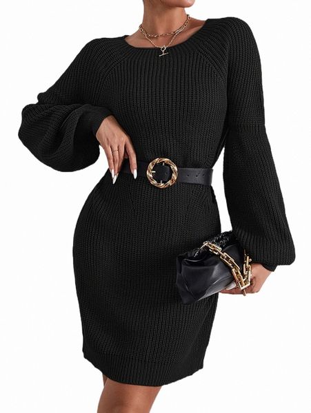 women's sweaters raglan sleeve ribbed knit sweater dress without belt n5q8#, White;black
women's sweaters raglan sleeve ribbed knit sweater dress without belt n5q8#, White;black