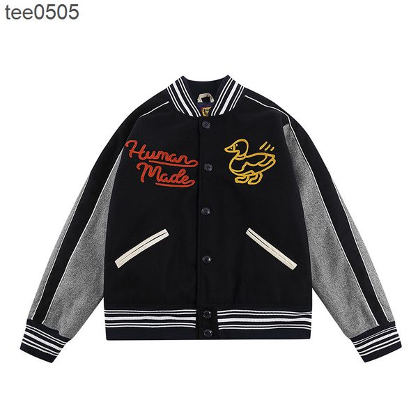 tide human made duck pattern heavy industry men's and women's loose baseball jacket, Black;brown
tide human made duck pattern heavy industry men's and women's loose baseball jacket, Black;brown