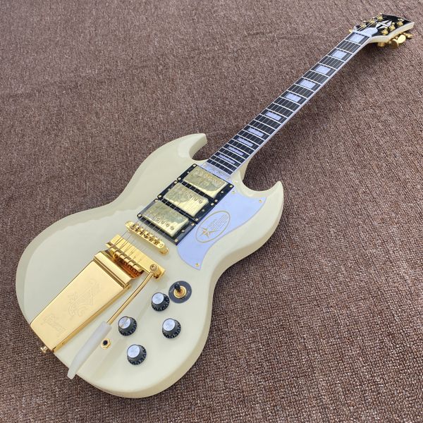 electric guitar cream white gold hardware three pickups aged tremole system mahogany body
electric guitar cream white gold hardware three pickups aged tremole system mahogany body