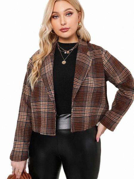 plus size outerwear & coats plus open front houndstooth overcoat k5dg#, Black