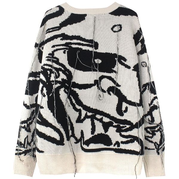 men s sweaters loose oversize print knit men harajuku thread tassel graffiti ripped knitwear pullover streetwear 220908, White;black
men s sweaters loose oversize print knit men harajuku thread tassel graffiti ripped knitwear pullover streetwear 220908, White;black