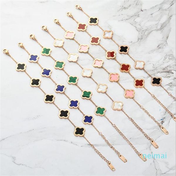 luxurious quality brand name flower with five flower nature stone pendant bracelet with rhombus clasp for women wedding gift3017, Golden;silver
luxurious quality brand name flower with five flower nature stone pendant bracelet with rhombus clasp for women wedding gift3017, Golden;silver