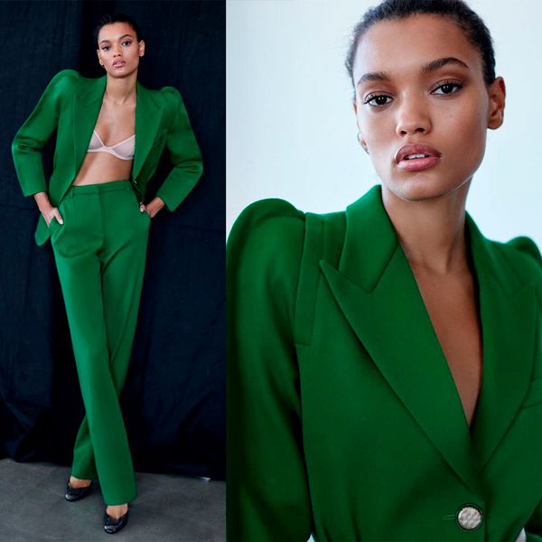 green red carpet fashion women pants suits with shoulder pads slim fit prom evening party wear 2 pieces, Black;red
green red carpet fashion women pants suits with shoulder pads slim fit prom evening party wear 2 pieces, Black;red