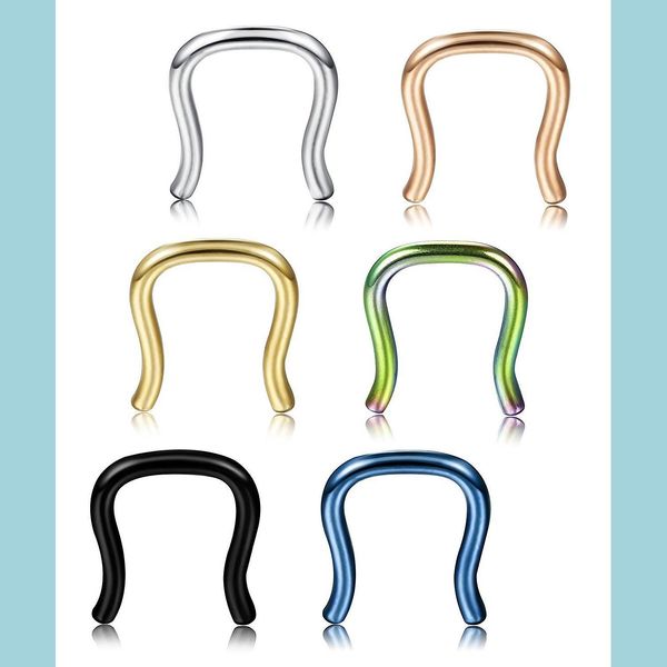 nose rings studs fake nose ring stainless steel medical titanium ear clip jewelry u-shaped open hoop gold women men body piercing dr dh4w8, Silver
nose rings studs fake nose ring stainless steel medical titanium ear clip jewelry u-shaped open hoop gold women men body piercing dr dh4w8, Silver