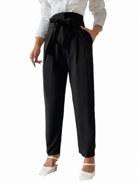 women's pants & capris paper bag waist plicated detail belted pants y3sy#, Black;white
women's pants & capris paper bag waist plicated detail belted pants y3sy#, Black;white