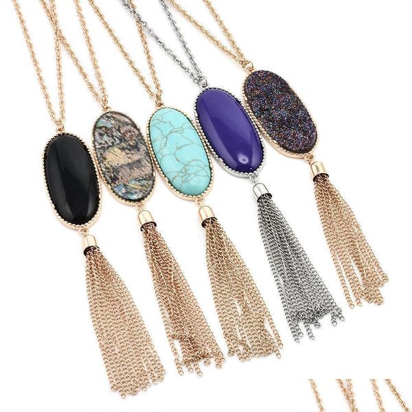 pendant necklaces 5 colors boheimian style womens 60cm long chain necklace 18k gold natural stone tassel pendant jewelry gifts for wo dhajv, Silver
pendant necklaces 5 colors boheimian style womens 60cm long chain necklace 18k gold natural stone tassel pendant jewelry gifts for wo dhajv, Silver