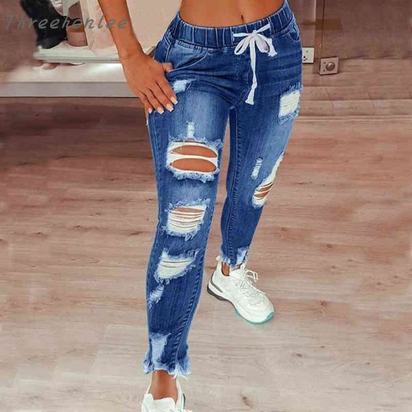 2021 drawstring high waist stretch ripped hole full length pencil skinny jean trousers 0908, Blue
2021 drawstring high waist stretch ripped hole full length pencil skinny jean trousers 0908, Blue