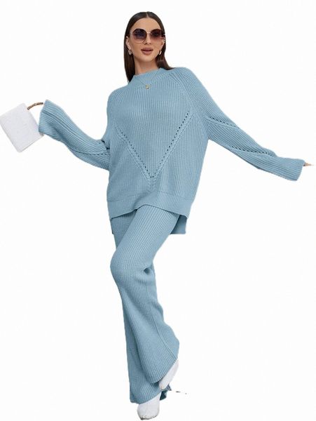 women's sweaters eyelet detail raglan sleeve high low sweater & knit pants k5sg#, White;black
women's sweaters eyelet detail raglan sleeve high low sweater & knit pants k5sg#, White;black