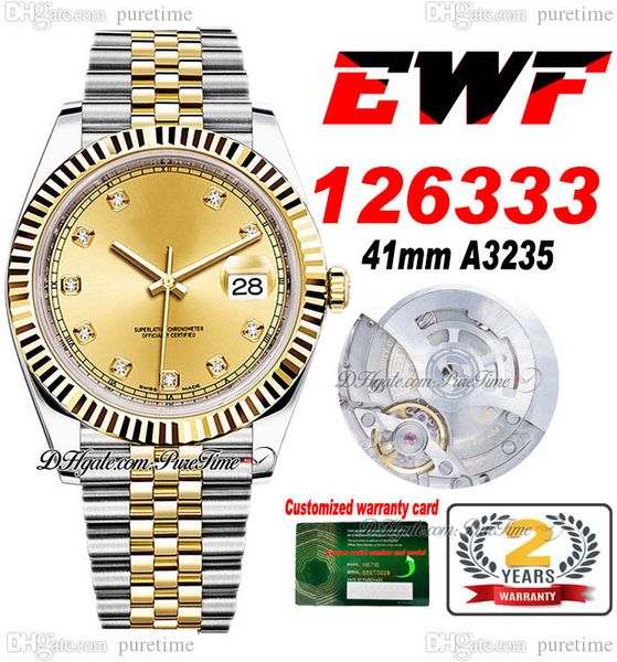 ewf just 126333 a3235 automatic mens watch 41 two tone yellow gold fluted bezel champagne diamond dial jubileesteel bracelet super edition s, Slivery;brown
ewf just 126333 a3235 automatic mens watch 41 two tone yellow gold fluted bezel champagne diamond dial jubileesteel bracelet super edition s, Slivery;brown