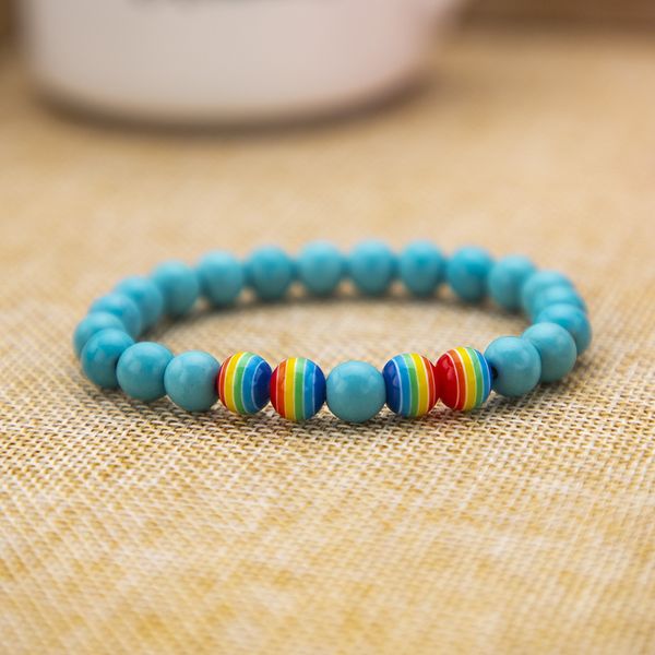 8mmturquoise rainbow beaded strands bracelet bangle for diy jewelry women and men present amulet accessories, Black
8mmturquoise rainbow beaded strands bracelet bangle for diy jewelry women and men present amulet accessories, Black