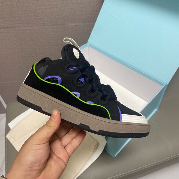 5a casual shoes 2022 mens womens platform sole shoe lace up sneakers extraordinary mesh sneaker embossed leather curb calfskin rubber nappa, Black