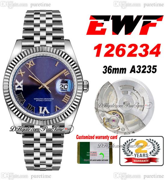 ewf just 126234 a3235 automatic watch mens ladies 36mm fluted bezel blue roman diamond dial jubileesteel bracelet super edition same series, Slivery;brown
ewf just 126234 a3235 automatic watch mens ladies 36mm fluted bezel blue roman diamond dial jubileesteel bracelet super edition same series, Slivery;brown