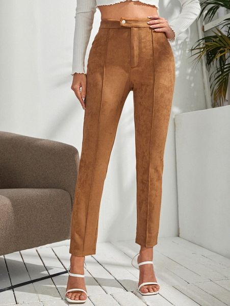 women's pants & capris high waist seam detail suede pants s2yf#, Black;white
women's pants & capris high waist seam detail suede pants s2yf#, Black;white