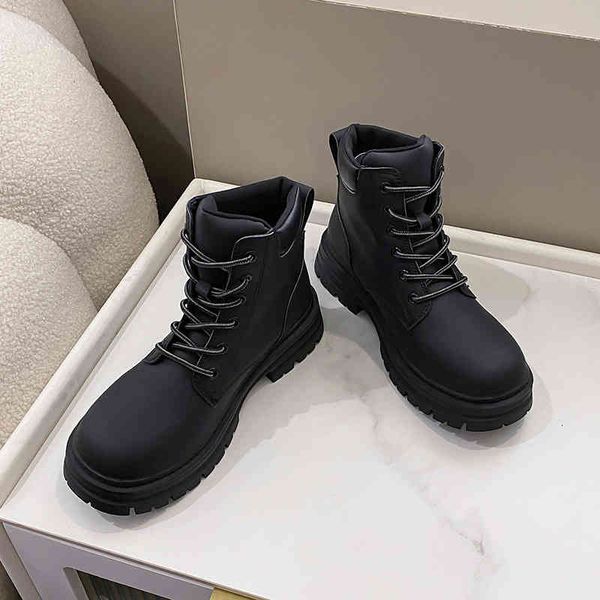 british style martin boots women's boots 2022 new classic big toe short boots lace up high profile thick soles, Black
british style martin boots women's boots 2022 new classic big toe short boots lace up high profile thick soles, Black