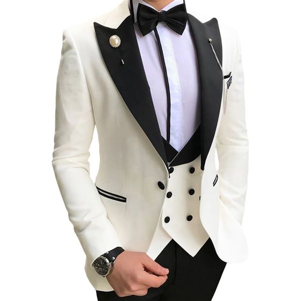 men's suits blazers custom made men suits white and black groom tuxedos lapel groomsmen wedding bridegroom jacketpantsvesttie d133 2209, White;black
men's suits blazers custom made men suits white and black groom tuxedos lapel groomsmen wedding bridegroom jacketpantsvesttie d133 2209, White;black