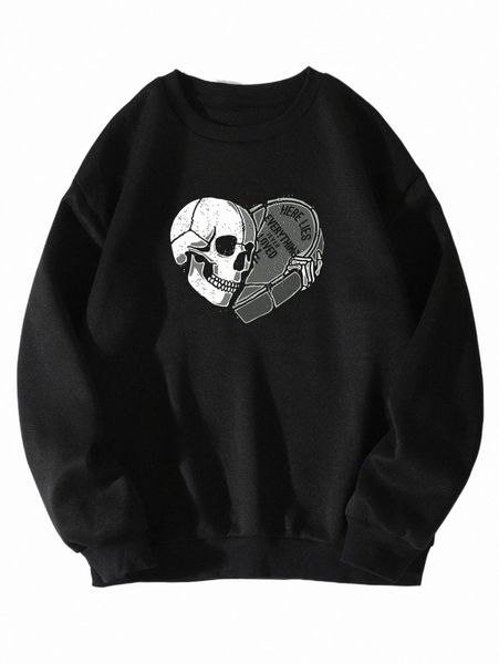 women's hoodies & sweatshirts skeleton & slogan graphic thermal lined sweatshirt n7hi#, Black
women's hoodies & sweatshirts skeleton & slogan graphic thermal lined sweatshirt n7hi#, Black