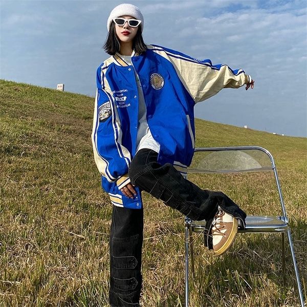 womens jackets spring and autumn american retro baseball uniform br hiphop hit color jacket loose men women 220909, Black;brown
womens jackets spring and autumn american retro baseball uniform br hiphop hit color jacket loose men women 220909, Black;brown