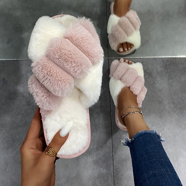 slippers plush autumn and winter indoor outdoor home cotton women color matching cross flip flops 220908, Black
slippers plush autumn and winter indoor outdoor home cotton women color matching cross flip flops 220908, Black
