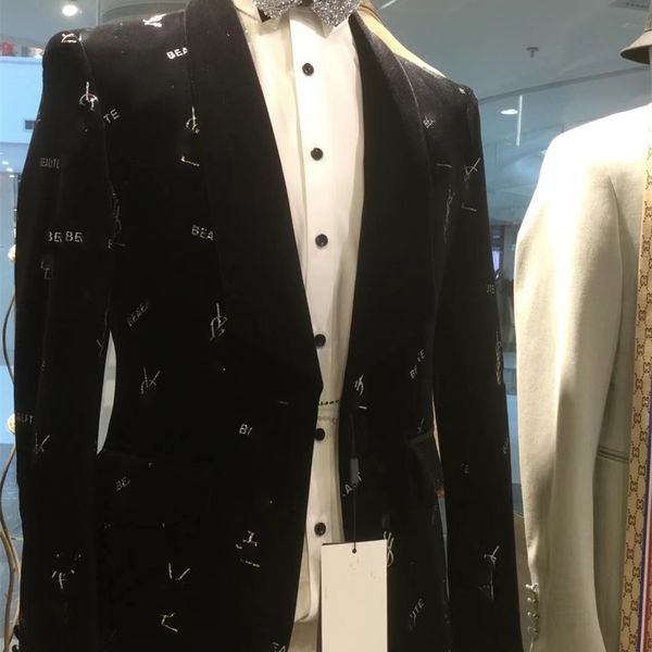 men's suits blazers costume homme luxury custom black velvet wedding suits for men slim fit groom party formal blazer trajes de hombre, White;black
men's suits blazers costume homme luxury custom black velvet wedding suits for men slim fit groom party formal blazer trajes de hombre, White;black