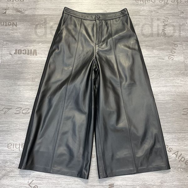 women's jumpsuits & rompers designer european spring and autumn new sheepskin leather pants women are thin with high waists wide legs., Black;white
women's jumpsuits & rompers designer european spring and autumn new sheepskin leather pants women are thin with high waists wide legs., Black;white