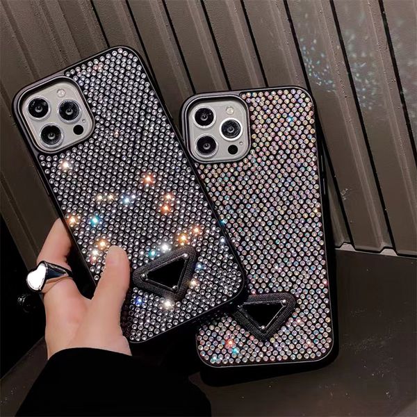 

Designer luxury Phone cases for Iphone 14 Pro Max case 13 12 11 Fashion Bling Sparkling Rhinestone Diamond Jewelled 3D Crystal Women Casess, Silver d letter+ logo