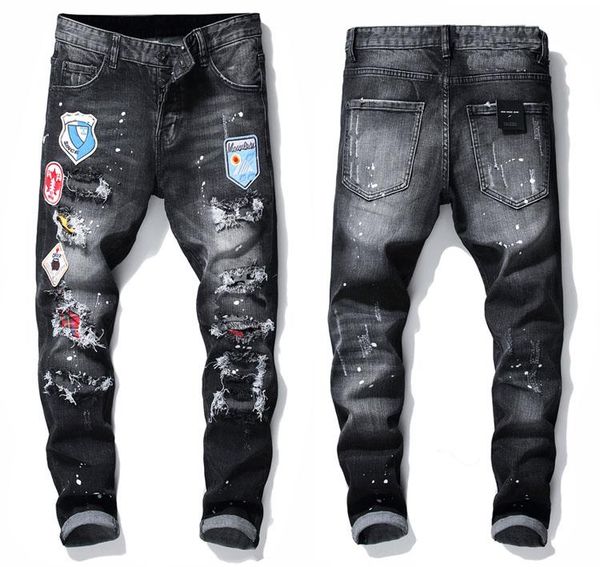 slim d2 washed dsq dsquare fashion men badge motocycle rips stretch fit black jeans men's denim pants panelled hip 2 hop trousers 10200, Blue
slim d2 washed dsq dsquare fashion men badge motocycle rips stretch fit black jeans men's denim pants panelled hip 2 hop trousers 10200, Blue