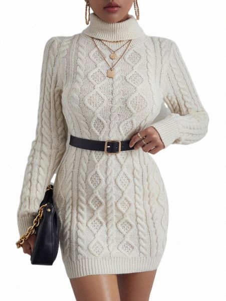 women's sweaters turtleneck cable knit sweater dress without belt e5yz#, White;black
women's sweaters turtleneck cable knit sweater dress without belt e5yz#, White;black