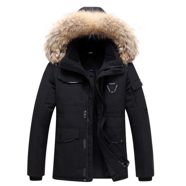 men's down parkas men winter warm down jacket windproof waterproof hooded fur collar coat men jacket fashion casual men down jackets 22, Black
men's down parkas men winter warm down jacket windproof waterproof hooded fur collar coat men jacket fashion casual men down jackets 22, Black