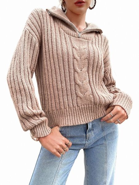 women's sweaters sollinarry cable knit quarter zip drop shoulder sweater r5xg#, White;black
women's sweaters sollinarry cable knit quarter zip drop shoulder sweater r5xg#, White;black