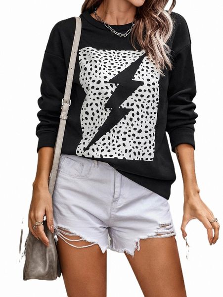 women's hoodies & sweatshirts lightning sign and dalmatian print drop shoulder sweatshirt o3dm#, Black
women's hoodies & sweatshirts lightning sign and dalmatian print drop shoulder sweatshirt o3dm#, Black