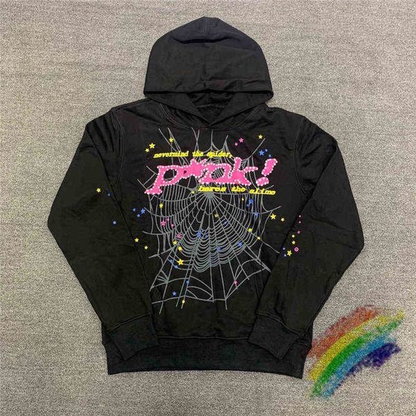 Image of Men&#039;s Hoodies Sweatshirts Puff Print Sp5der Hoodie Men Women High Quality Heavy Fabric Spider Web Pullover G220908