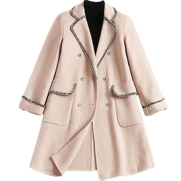women's wool blends small fragrant double faced woolen coat women's winter lapel breasted wool 220909, Black
women's wool blends small fragrant double faced woolen coat women's winter lapel breasted wool 220909, Black