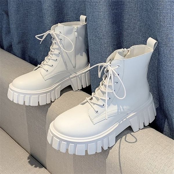 boots rimocy women white ankle pu leather thick sole lace up combat booties female autumn winter platform shoes woman 220908, Black
boots rimocy women white ankle pu leather thick sole lace up combat booties female autumn winter platform shoes woman 220908, Black
