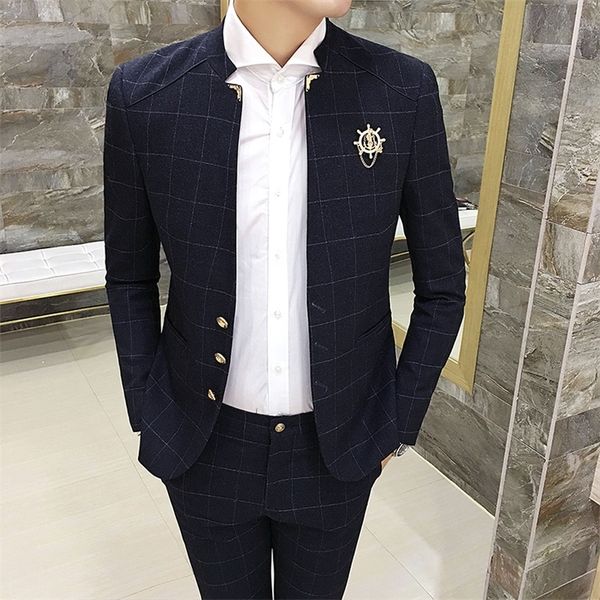 men's suits blazers clothes classic plaid slim design blazer jacket and pants wedding 220909, White;black
men's suits blazers clothes classic plaid slim design blazer jacket and pants wedding 220909, White;black