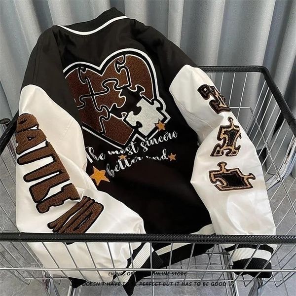 mens jackets spring and autumn retro quilted embroidered baseball uniform jacket men women loose br street couples shirt 220908, Black;brown
mens jackets spring and autumn retro quilted embroidered baseball uniform jacket men women loose br street couples shirt 220908, Black;brown