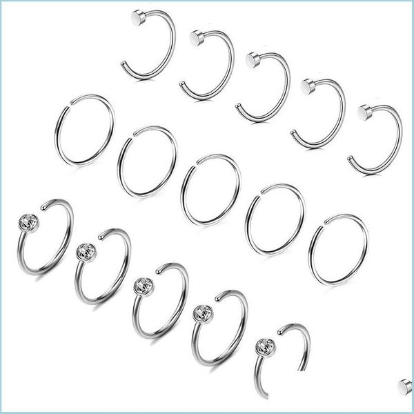 nose rings studs 15pcs nose ring set stainless steel medical titanium ear clip jewelry u-shaped open hoop gold women men body pierci dhihz, Silver
nose rings studs 15pcs nose ring set stainless steel medical titanium ear clip jewelry u-shaped open hoop gold women men body pierci dhihz, Silver