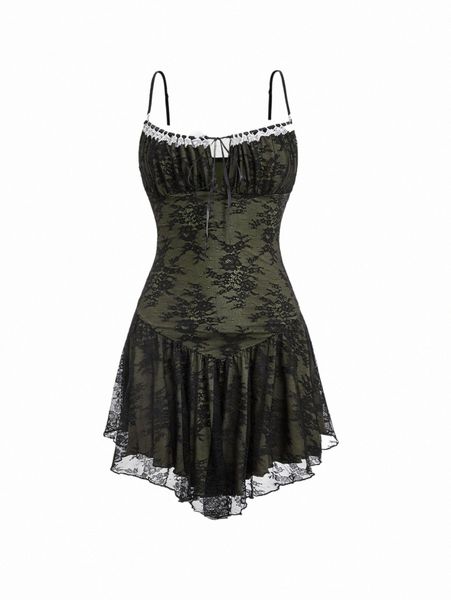 casual dresses grunge contrast lace ruffle hem cami dress w7p2#, Black;gray
casual dresses grunge contrast lace ruffle hem cami dress w7p2#, Black;gray