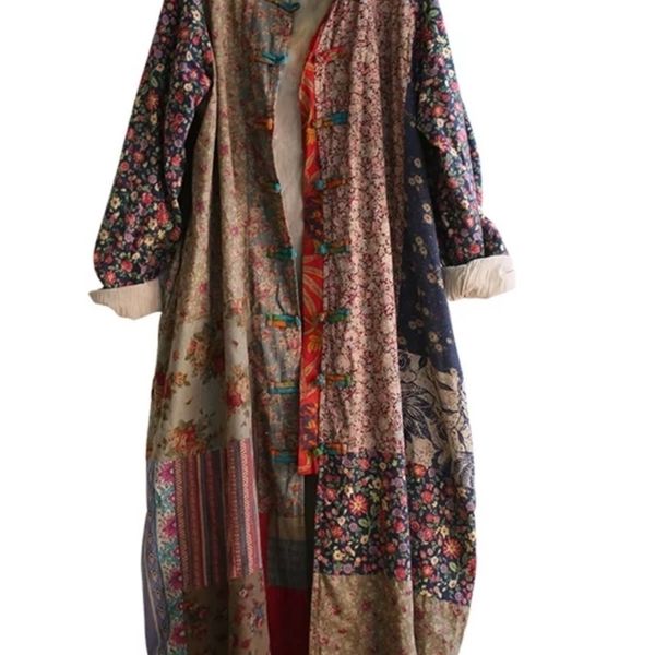 women's wool blends johnature women print floral trench vintage coats autumn random patchwork loose chinese style cotton linen trench c, Black
women's wool blends johnature women print floral trench vintage coats autumn random patchwork loose chinese style cotton linen trench c, Black