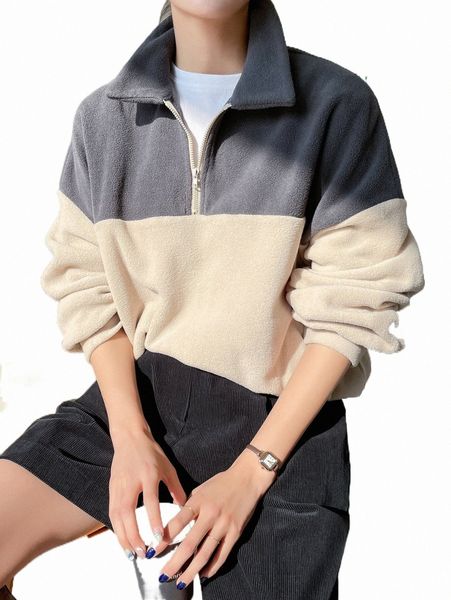 women's hoodies & sweatshirts dazy colorblock half zip fleece sweatshirt c5ql#, Black
women's hoodies & sweatshirts dazy colorblock half zip fleece sweatshirt c5ql#, Black