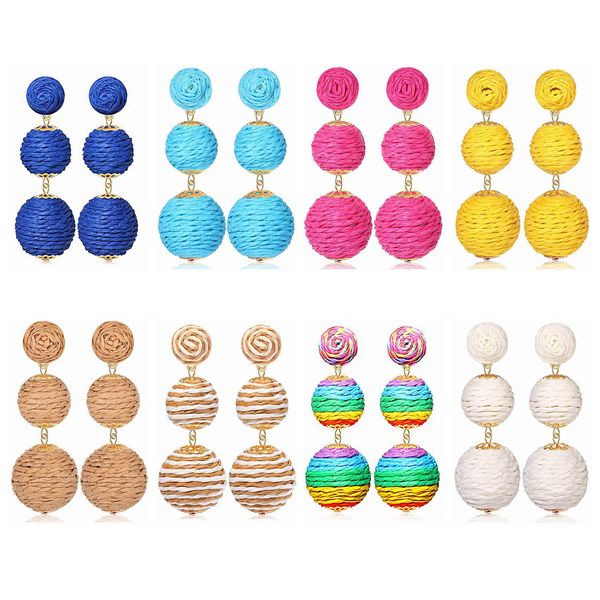 raffia ball earrings stud for women handmade rattan dangle drop ear summer beach long jewelry holiday accessory gifts, Golden;silver
raffia ball earrings stud for women handmade rattan dangle drop ear summer beach long jewelry holiday accessory gifts, Golden;silver