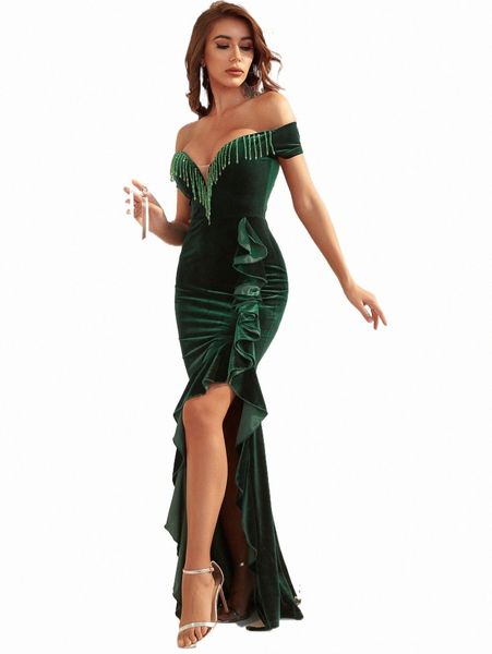 casual dresses beaded fringe trim ruffle slit thigh velvet prom dress k2ja#, Black;gray
casual dresses beaded fringe trim ruffle slit thigh velvet prom dress k2ja#, Black;gray