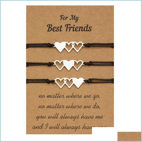 charm bracelets friends card bracelet creative stainless steel heart wax braided drop delivery 2021 jewelry bracelets carshop2006 dhujl, Golden;silver
charm bracelets friends card bracelet creative stainless steel heart wax braided drop delivery 2021 jewelry bracelets carshop2006 dhujl, Golden;silver